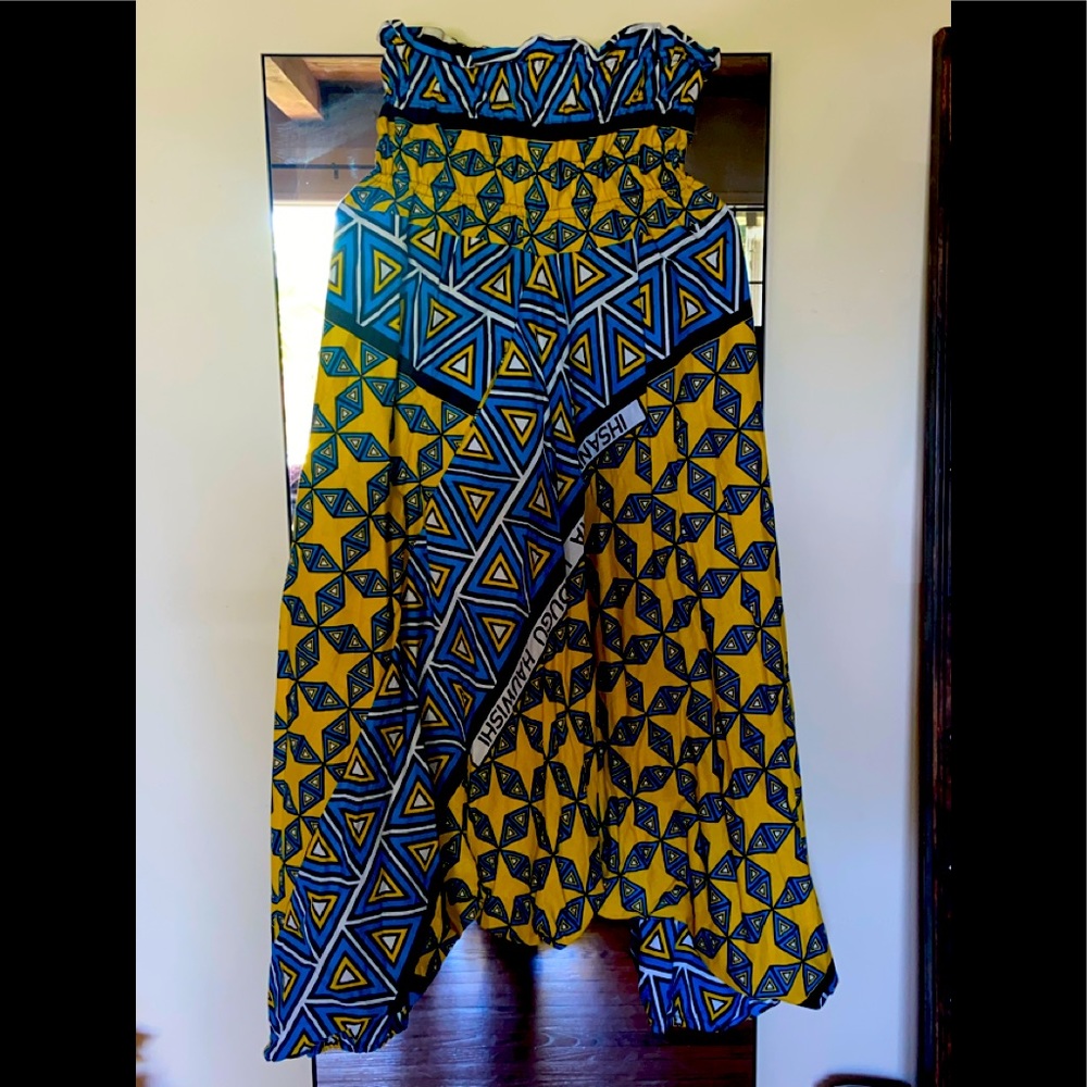 Blue,Yellow, made form Ankara African Fabric, for any ideal outing.